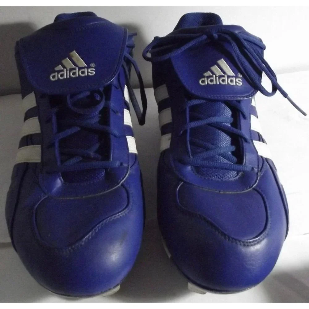 Adidas Low Baseball Cleats 466356 Mens Shoes Sz 15 Blue White Adiprene